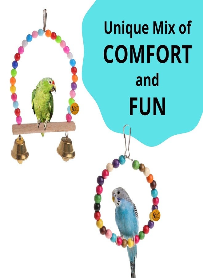 Sage Square Wooden Bird Toys Combo | Swing, Hanging Cage Toy | for Budgie, Cockatiel, Parakeet, Conure, Macaw, Parrot (Combo 23) - Image 5